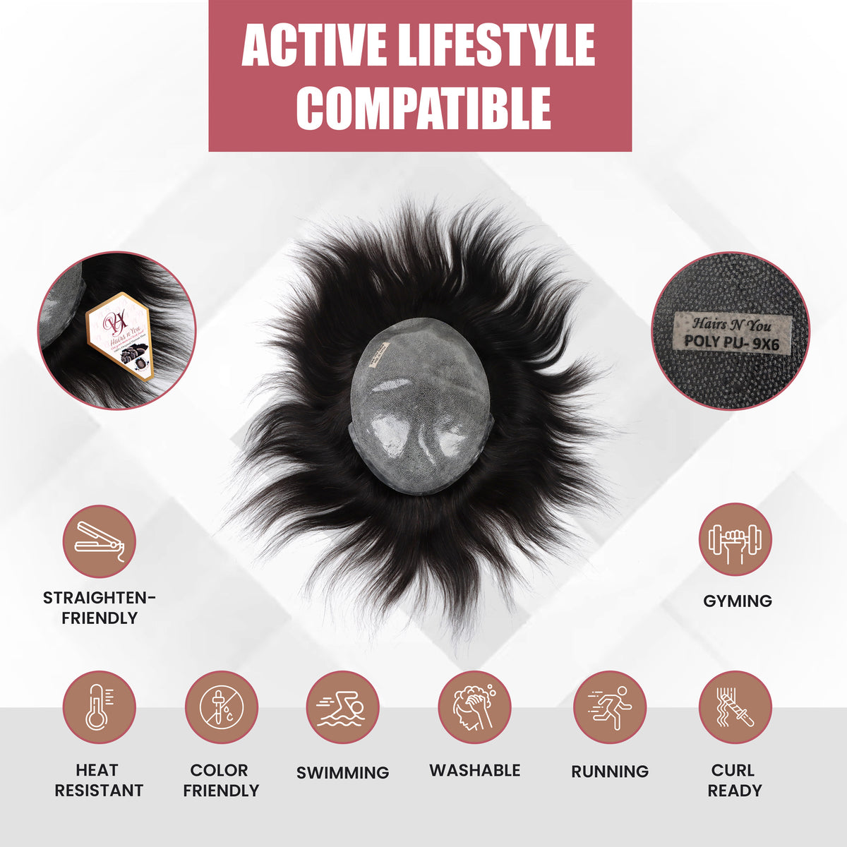 Hairs n You Ultra-Thin Premium POLY PU (Ultra thin) Men's hair patch Hairs n You